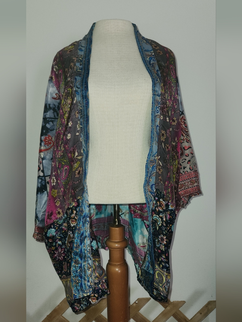 Bohemian Floral Multicolor Open-Front Tunic